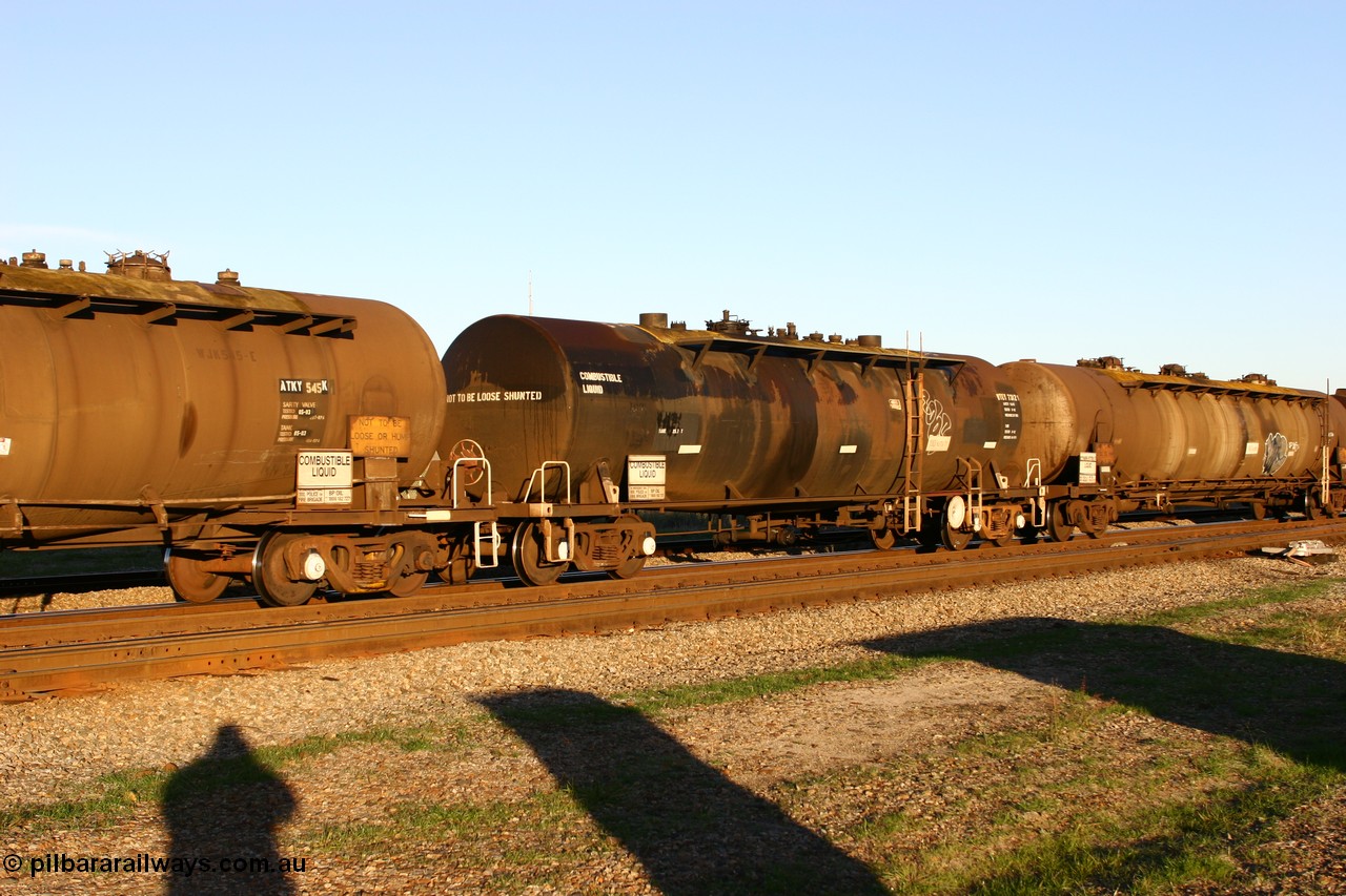 060603 5254 WTEY7312Y
Midland, WTEY 7312 fuel tank waggon, ex NSW and former NTAF in service for BP Oil, former AMPOL tank, coded WTEY when arrived in WA.
Keywords: WTEY-type;WTEY7312;NTAF-type;