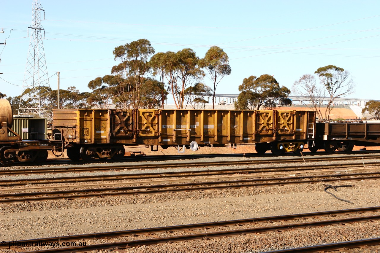 070529 9328
West Kalgoorlie, AOAY 33082, built by WAGR Midland Workshops in 1969 as part of a batch of one hundred WG type open waggons, reclassed as a group in 1969 to WGX, to WGS for superphosphate traffic then in 1981 to WOAX.
Keywords: AOAY-type;AOAY33082;WAGR-Midland-WS;WG-type;WGX-type;WGS-type;WOAX-type;