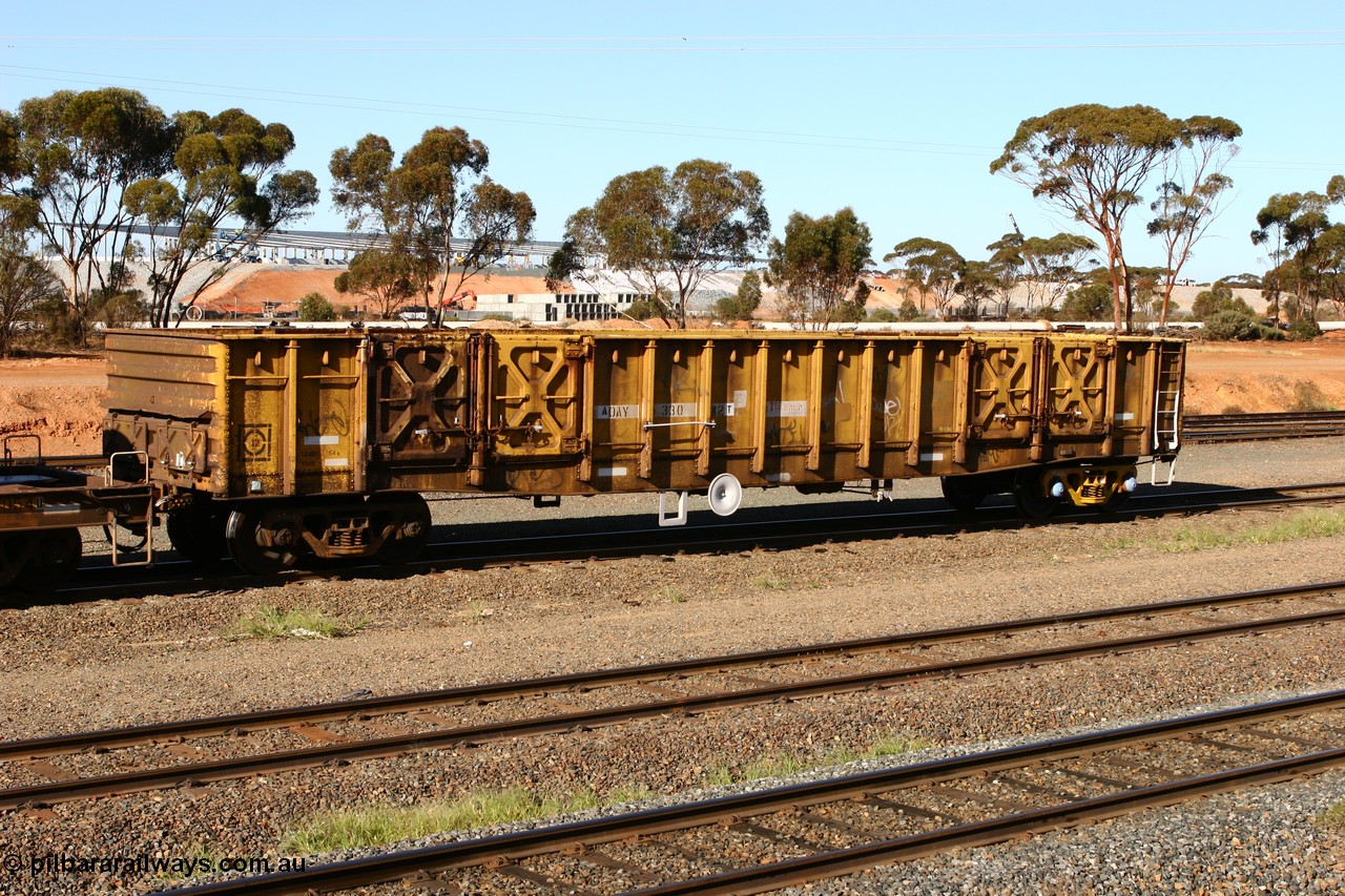 070529 9335
West Kalgoorlie, AOAY 33082 built by WAGR Midland Workshops in 1969 as part of a batch of one hundred WG type open waggons, reclassed as a group in 1969 to WGX, to WGS for superphosphate traffic then in 1981 to WOAX.
Keywords: AOAY-type;AOAY33082;WAGR-Midland-WS;WG-type;WGX-type;WGS-type;WOAX-type;