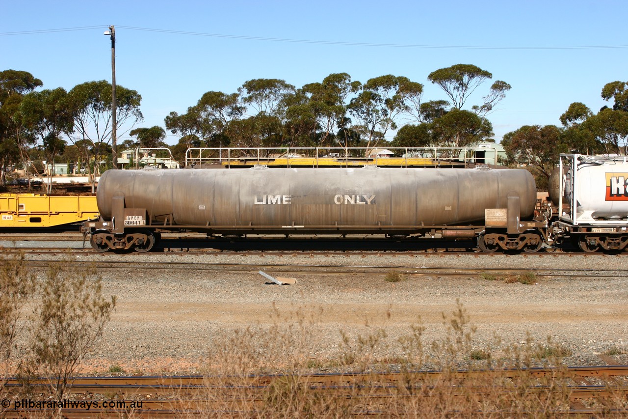 070531 9711
West Kalgoorlie, APKY 30641, leader of two waggons built by WAGR Midland Workshops in 1970 as WK type pneumatic discharge bulk cement waggon.
Keywords: APKY-type;APKY30641;WAGR-Midland-WS;WK-type;