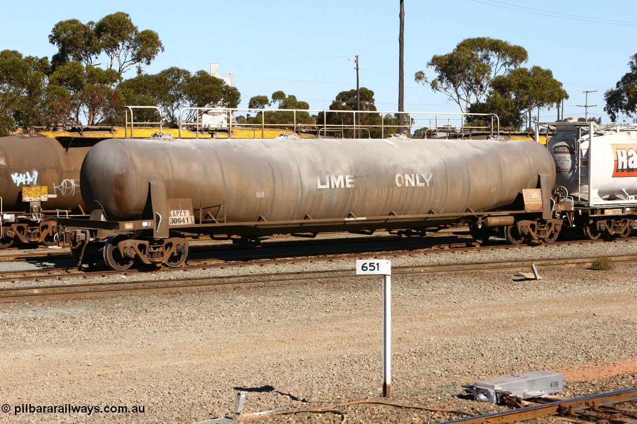 070531 9715
West Kalgoorlie, APKY 30641, leader of two waggons built by WAGR Midland Workshops in 1970 as WK type pneumatic discharge bulk cement waggon.
Keywords: APKY-type;APKY30641;WAGR-Midland-WS;WK-type;