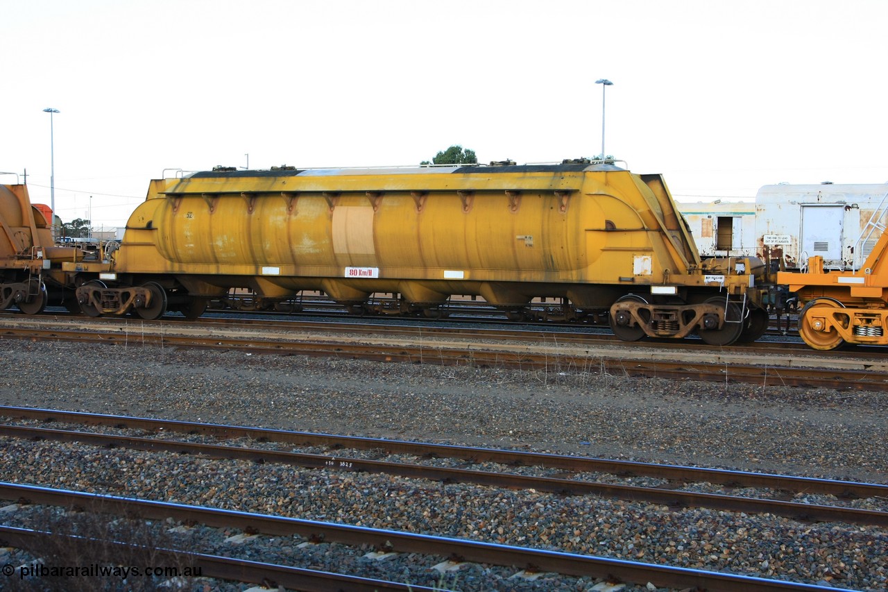100601 8454
West Kalgoorlie, WN 502, pneumatic discharge nickel concentrate waggon, one of thirty units built by AE Goodwin NSW as WN type in 1970 for WMC.
Keywords: WN-type;WN502;AE-Goodwin;