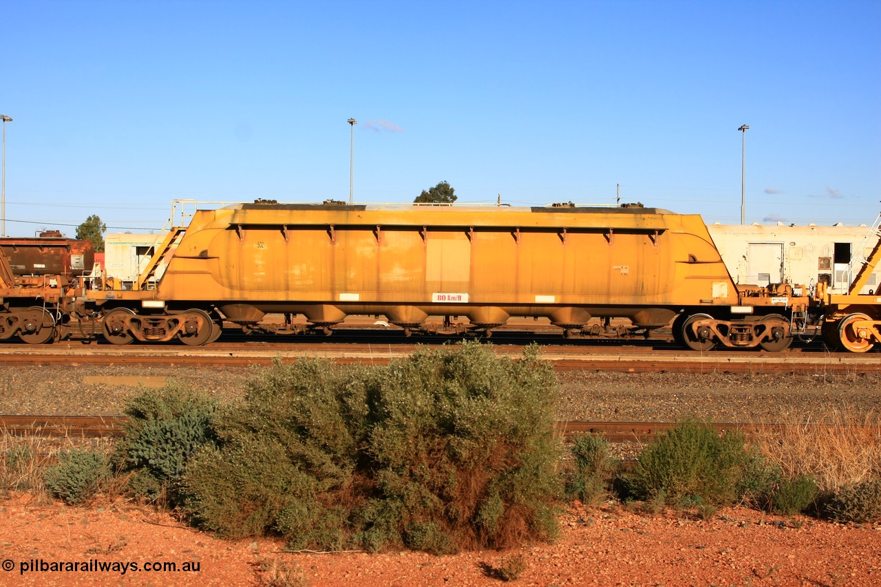 100601 8477
West Kalgoorlie, WN 502, pneumatic discharge nickel concentrate waggon, one of thirty units built by AE Goodwin NSW as WN type in 1970 for WMC.
Keywords: WN-type;WN502;AE-Goodwin;