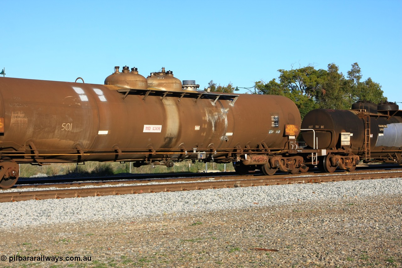 100609 09995
Midland, ATDY 501 fuel tank waggon built by Tulloch Ltd NSW in 1969 for Mobil as WJD type, sold to BP Oil in 1985, 89,000 litre one compartment and two domes.
Keywords: ATDY-type;ATDY501;Tulloch-Ltd-NSW;WJD-type;