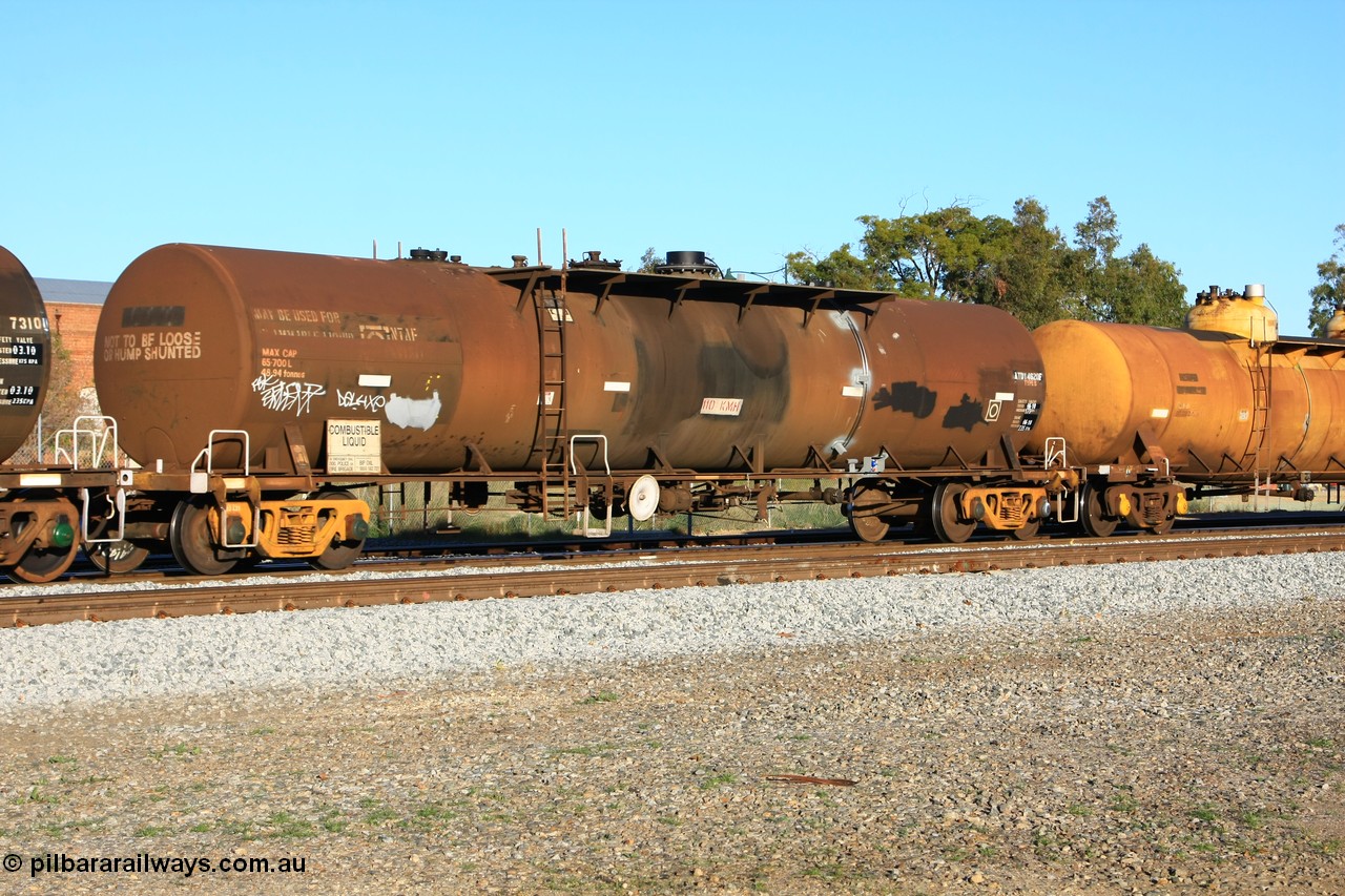 100609 10004
Midland, ATDY 4620 fuel tank waggon, originally an NTAF type tanker, coded WTDY when arrived in WA, in BP service.
Keywords: ATDY-type;ATDY4620;NTAF-type;WTDY-type;
