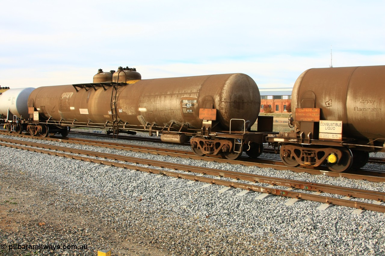 100611 0382
Midland, ATGY 512 fuel tank waggon built by Tulloch Ltd NSW for BP Oil with 511 as WJG types, 96,000 litres one compartment two domes.
Keywords: ATGY-type;ATGY512;Tulloch-Ltd-NSW;WJG-type;