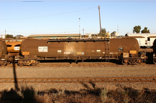 060528 4637 ATPF573B
West Kalgoorlie, ATPF 573 fuel tank waggon built by WAGR Midland Workshops 1974 for Shell as WJP type 80.66 kL one compartment one dome, capacity of 80500 litres, Shell Fleet No. 708.
Keywords: ATPF-type;ATPF573;WAGR-Midland-WS;WJP-type;