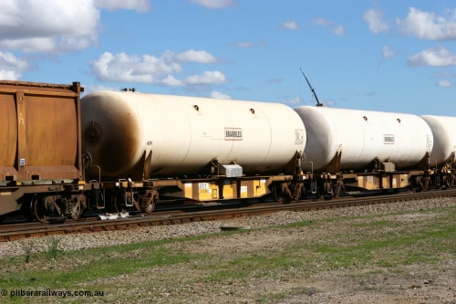 060602 5169
Midland, AZKY type anhydrous ammonia tank waggon AZKY 32234, one of twelve built by Goninan WA in 1998 as type WQK for Murrin Murrin traffic, fitted with Brambles anhydrous ammonia tank A9N.
Keywords: AZKY-type;AZKY32234;AKZY32240;Goninan-WA;WQK-type;