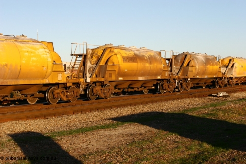 060603 5237
Midland, WNA 31168, final member built by Westrail Midland Workshops in 1979 as WNA type pneumatic discharge nickel concentrate waggon, WAGR built and owned copies of the AE Goodwin built WN waggons for WMC.
Keywords: WNA-type;WNA31168;WAGR-Midland-WS;