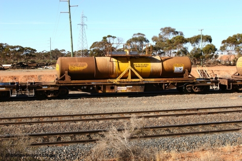 070529 9336
West Kalgoorlie, AQHY 30053 with sulphuric acid tank CSA 0039, originally built by the WAGR Midland Workshops in 1964/66 as a WF type flat waggon, then in 1997, following several recodes and modifications, was one of seventy five waggons converted to the WQH type to carry CSA sulphuric acid tanks between Hampton/Kalgoorlie and Perth/Kwinana.
Keywords: AQHY-type;AQHY30053;WAGR-Midland-WS;WF-type;WFDY-type;WFDF-type;RFDF-type;WQH-type;