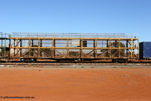 070530 9541
Parkeston, RMWY 34024 triple deck car carrying waggon, built by Comeng NSW in 1975 within the third batch of ten WMX type double deck car carrying waggons, re-coded to WMFX in 1979, converted to triple deck WMGF in 1989 then under National Rail leasing they became RMWY type.
Keywords: RMWY-type;RMWY34024;WAGR-Midland-WS;WMX-type;WMFX-type;WMGF-type;