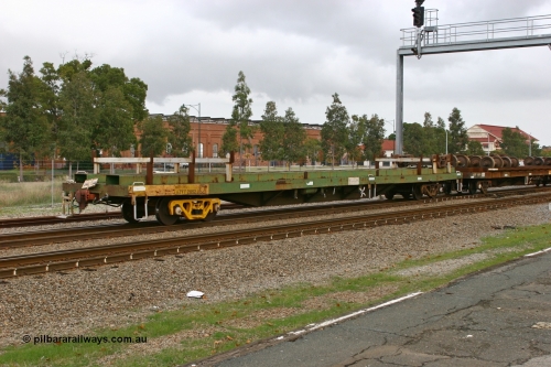 070608 0120
Midland, AZVY type departmental wheel set carrier waggon AZVY 2829, built by Transfield WA 1976 for Commonwealth Railways as one of two hundred GOX type open waggons. Recoded to AOOX, then in 1992 modified to AZVY.
Keywords: AZVY-type;AZVY2892;Transfield-WA;GOX-type;AOOX-type;AZVL-type;