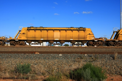100601 8458
West Kalgoorlie, WN 504, pneumatic discharge nickel concentrate waggon, one of thirty units built by AE Goodwin NSW as WN type in 1970 for WMC.
Keywords: WN-type;WN504;AE-Goodwin;