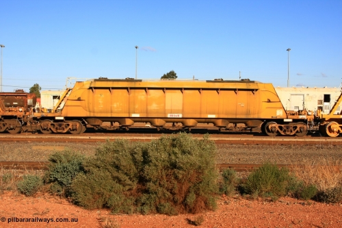 100601 8477
West Kalgoorlie, WN 502, pneumatic discharge nickel concentrate waggon, one of thirty units built by AE Goodwin NSW as WN type in 1970 for WMC.
Keywords: WN-type;WN502;AE-Goodwin;