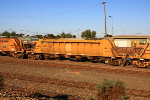 100601 8487
West Kalgoorlie, WN 534, pneumatic discharge nickel concentrate waggon, one of a further ten units built by WAGR Midland Workshops as WN type in 1975 for WMC.
Keywords: WN-type;WN534;WAGR-Midland-WS;