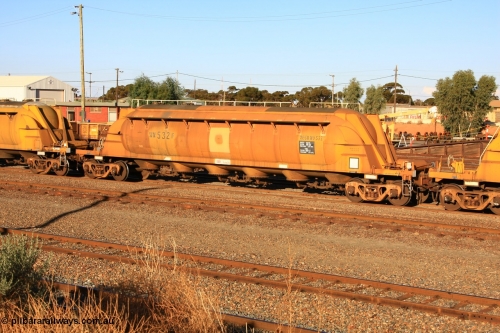100601 8488
West Kalgoorlie, WN 532, pneumatic discharge nickel concentrate waggon, one of a further ten built by WAGR Midland Workshops as WN type in 1975 for WMC.
Keywords: WN-type;WN532;WAGR-Midland-WS;