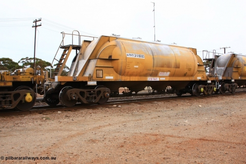 100605 9116
Parkeston, APNY 31152, one of twelve built by WAGR Midland Workshops in 1974 as WNA type pneumatic discharge nickel concentrate waggon, WAGR built and owned copies of the AE Goodwin built WN waggons for WMC. 
Keywords: APNY-type;APNY31152;WAGR-Midland-WS;WNA-type;
