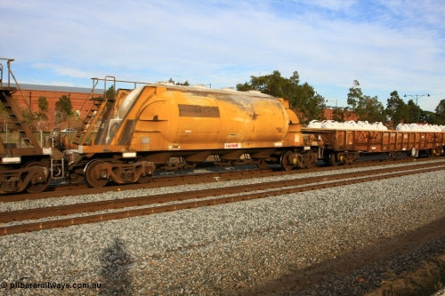 100611 0344
Midland, APNY 31168, final member built by Westrail Midland Workshops in 1979 as WNA type pneumatic discharge nickel concentrate waggon, WAGR built and owned copies of the AE Goodwin built WN waggons for WMC.
Keywords: APNY-type;APNY31168;Westrail-Midland-WS;WNA-type;