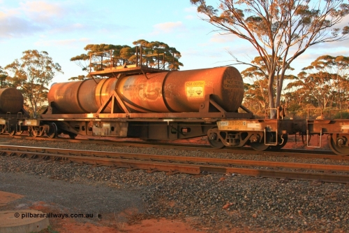 100731 3233
Binduli, AQHY 30020 with sulphuric acid tank CSA 0075, originally built by the WAGR Midland Workshops in 1964/66 at WF type flat waggons, then following several codes and modifications in 1997 seventy five were converted to WQH to carry CSA sulphuric acid tanks between Hampton/Kalgoorlie and Perth/Kwinana.
Keywords: AQHY-type;AQHY30020;WAGR-Midland-WS;WF-type;WFDY-type;WFDF-type;WQH-type;