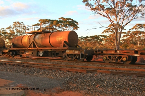100731 3246
Binduli, AQHY 30117 with sulphuric acid tank CSA 0025, originally built by the WAGR Midland Workshops in 1964/66 at WF type flat waggons, then following several codes and modifications in 1997 seventy five were converted to WQH to carry CSA sulphuric acid tanks between Hampton/Kalgoorlie and Perth/Kwinana.
Keywords: AQHY-type;AQHY30117;WAGR-Midland-WS;WF-type;WFDY-type;WFDF-type;RFDF-type;WQH-type;