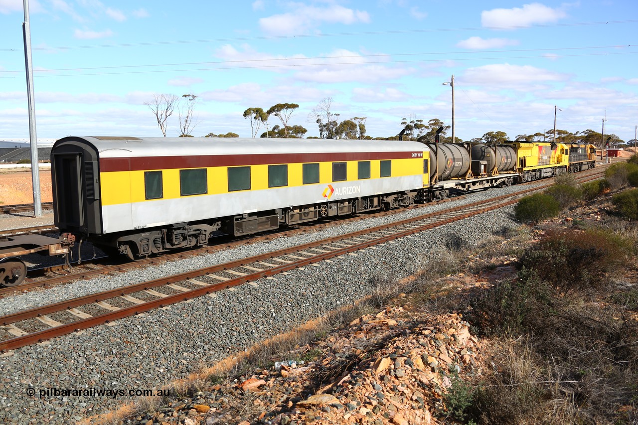 160525 4955
West Kalgoorlie, Aurizon intermodal train 2MP1, crew accommodation coach QCBY 10, started life as Victorian Railways Newport Workshops 1952 build as AS class no. 15, first class air conditioned corridor car, then AS 210, BS 210 and BS 10. Sold to West Coast Railway, then RTS / Gemco and finally to Aurizon.
Keywords: QCBY-class;QCBY10;Victorian-Railways-Newport-WS;AS15;AS210;BS210;BS10;AS-class;BS-class;