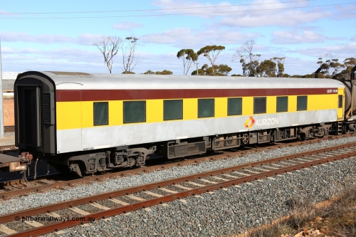 160525 4956
West Kalgoorlie, Aurizon intermodal train 2MP1, crew accommodation coach QCBY 10, started life as Victorian Railways Newport Workshops 1952 build as AS class no. 15, first class air conditioned corridor car, then AS 210, BS 210 and BS 10. Sold to West Coast Railway, then RTS / Gemco and finally to Aurizon.
Keywords: QCBY-type;QCBY10;Victorian-Railways-Newport-WS;AS15;AS210;BS210;BS10;AS-type;BS-type;