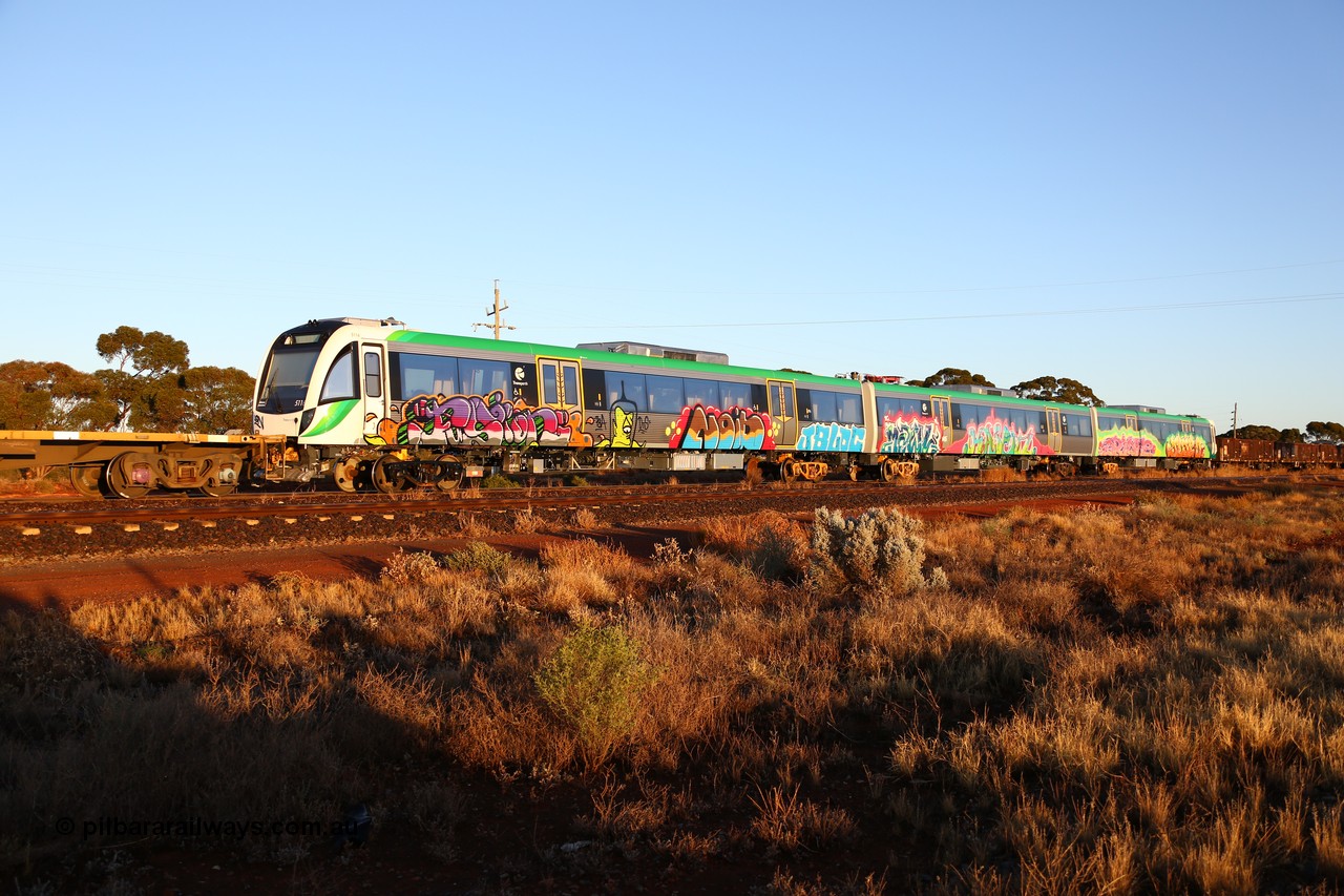 160522 2036
Parkeston, 5MP2 steel train, Trans-Perth electric B Set 116, driving car BEB 5116 being transferred from the manufacturer in Qld to Perth.
Keywords: BEB-class;BEB5116;Downer-Rail-Maryborough;