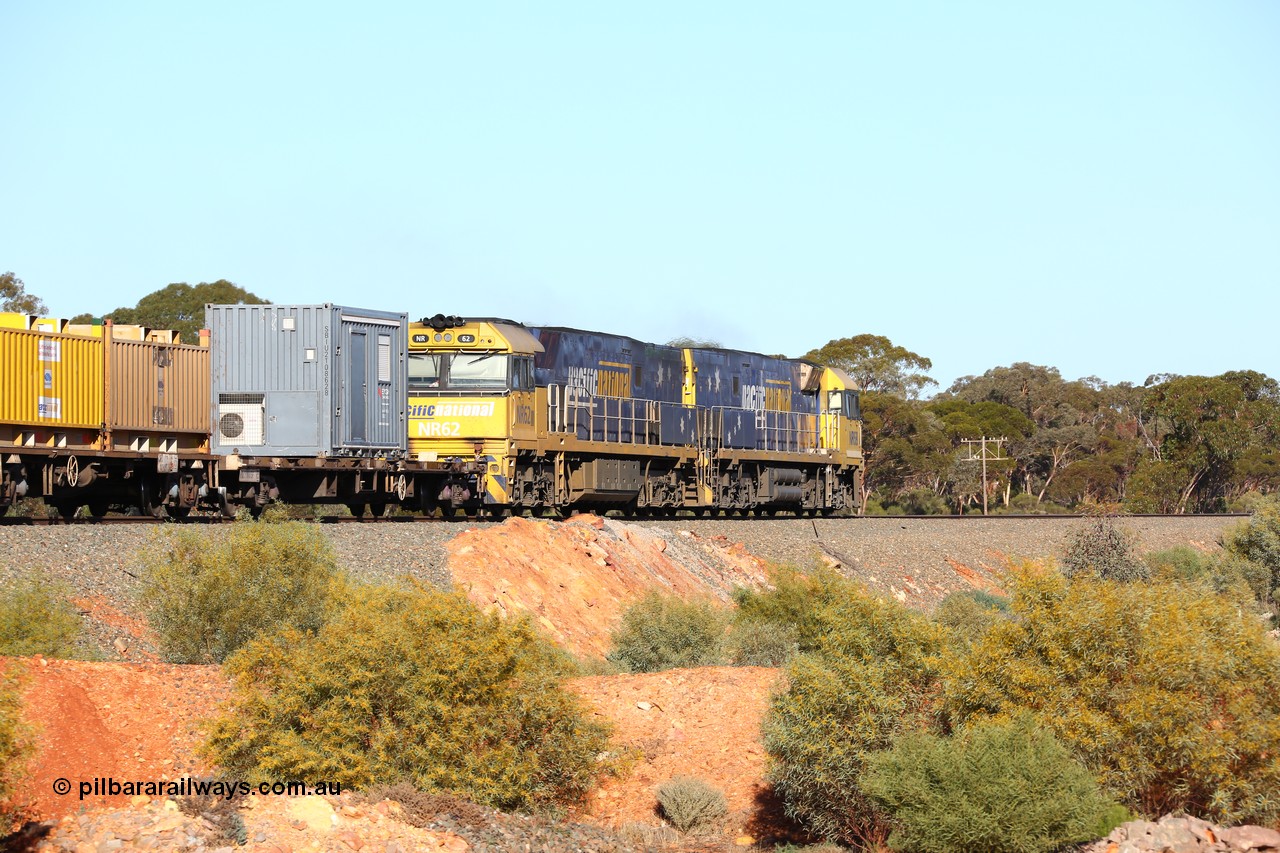 160522 2058
Binduli, 5MP2 steel train, view of locos and waggon RQCY 1005 originally built by Victorian Railways Ballarat Nth Workshops as part of a batch of seventy five in 1980 as VQCX type container waggons, here with SBIU 2108628 a specialised container for Keysight Technologies.
Keywords: RQCY-type;RQCY1005;Victorian-Railways-Ballarat-Nth-WS;VQCX-type;