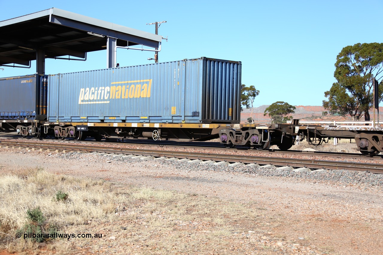 160522 2151
Parkeston, 6MP4 intermodal train, RQSY 14952 container waggon originally built by Tulloch Ltd NSW in 1975-76 in a batch of fifty OCY 63' container waggons, loaded with a Pacific National 48' container PNXD 4162.
Keywords: RQSY-type;RQSY14952;Tulloch-Ltd-NSW;OCY-type;