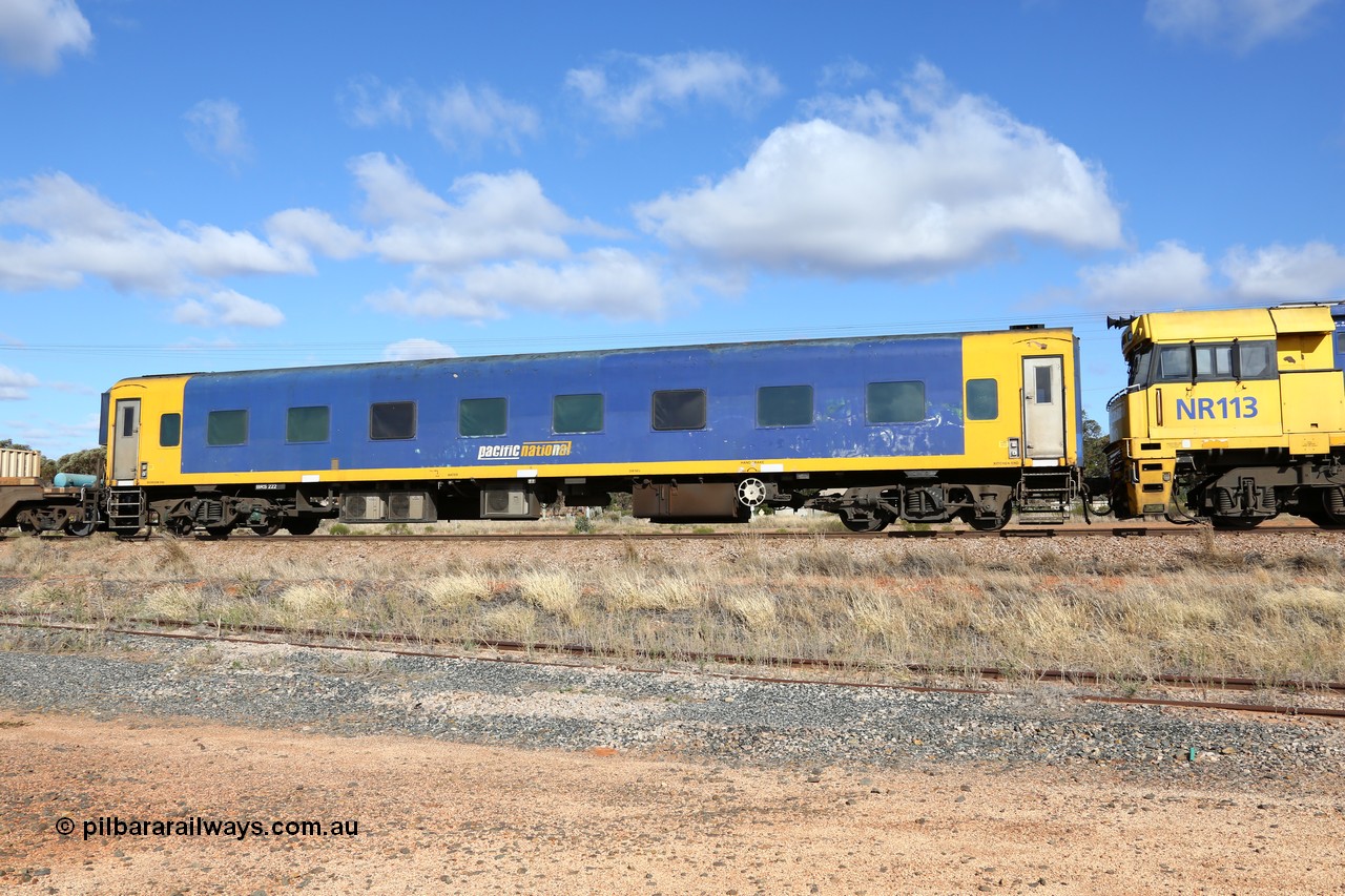 160522 2337
Parkeston, 7MP7 priority service train, Pacific National crew accommodation coach BRS 222, built by Victorian Railways Newport Workshops in 1952 as AS 16 First class, to BRS 2, BS 222, current.
Keywords: BRS-class;BRS222;Victorian-Railways-Newport-WS;AS-class;AS16;BRS-class;BRS2;BS-class;BS222;