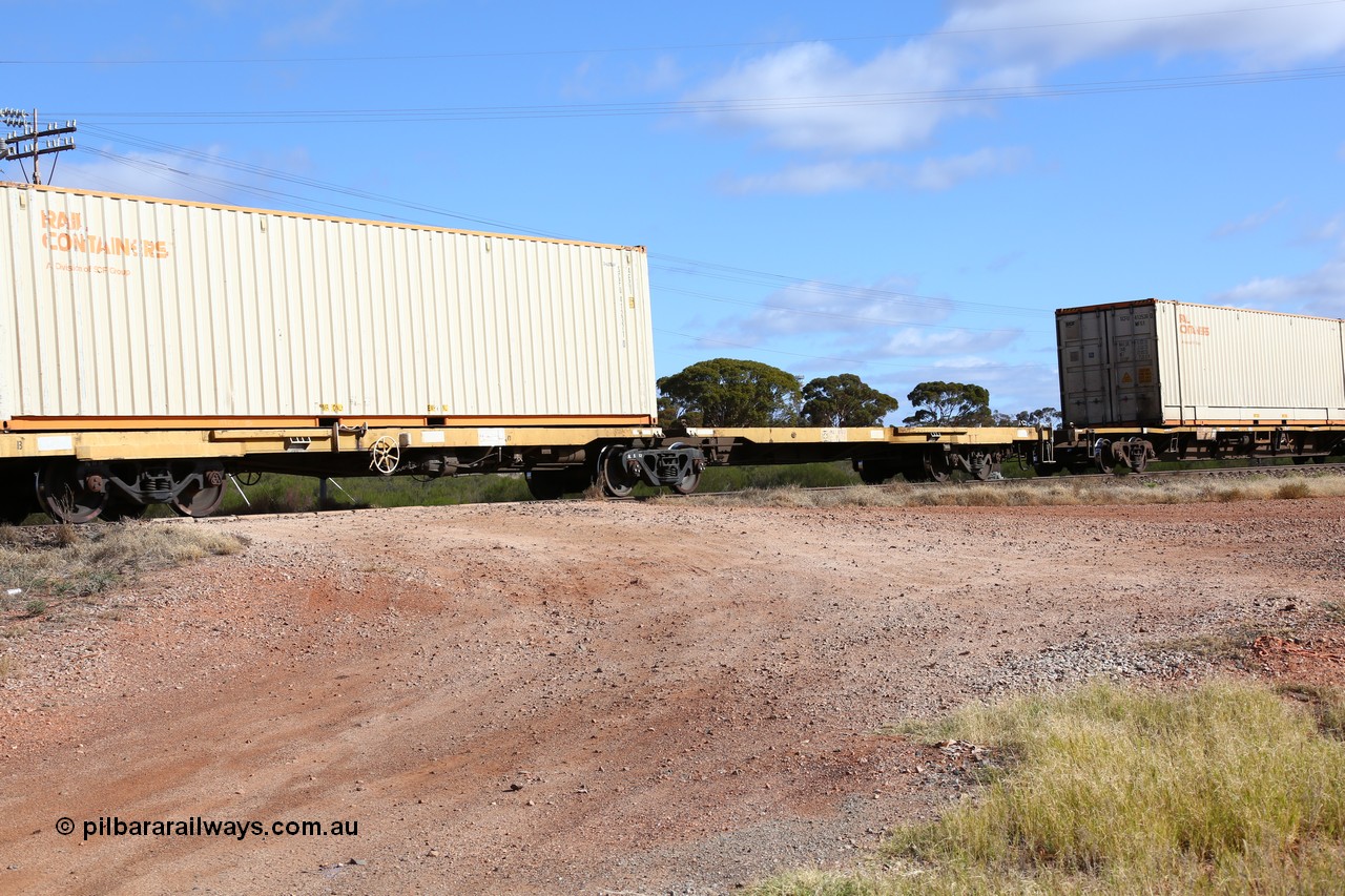 160522 2395
Parkeston, 7MP7 priority service train, RQEY 1962 2-pack container waggon, originally built by Comeng Qld as one of forty LEX type louvre waggons in 1966-67, to ALEX, converted to AQEY, SCF Rail Containers 40' box SCFU 412371.
Keywords: RQEY-type;RQEY1962;Comeng-Qld;LEX-type;ALEX-type;AQEY-type;