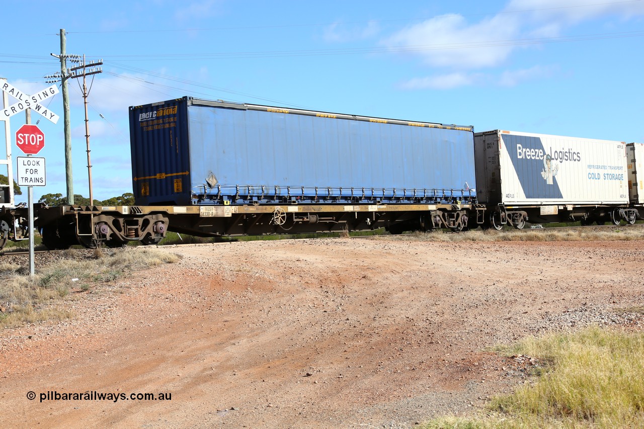 160522 2407
Parkeston, 7MP7 priority service train, RQSY 34330 container waggon, one of a hundred built by Goninan NSW in 1974-75 as OCY type, recoded to NQOY, then NQSY, with a 48' Pacific National curtainsider PNXC 5644.
Keywords: RQSY-type;RQSY34330;Goninan-NSW;OCY-type;NQSY-type;