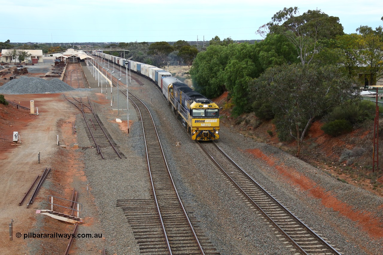 160524 3633
Kalgoorlie, priority service 2PS7 sneaks past the station behind Goninan built GE model Cv40-9i NR class unit NR 113 serial 7250-09/97-312, originally built for National Rail now in current owner Pacific National livery, the former dock remains with the track all but removed.
Keywords: NR-class;NR113;Goninan;GE;Cv40-9i;7250-09/97-312;