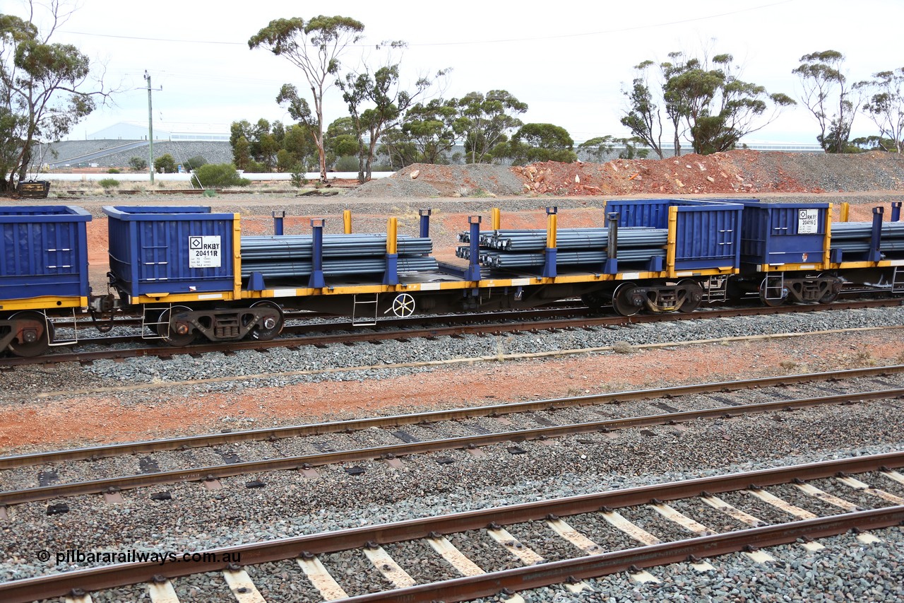 160524 4320
West Kalgoorlie, 1MP2 steel train, RKBY 20411 loaded with steel rods. RKBY 20411 is the class leader of some six hundred BDY / NODY type open waggons built by EPT in NSW between 1977 and 1981.
Keywords: RKBY-type;RKBY20411;EPT-NSW;BDY-type;NODY-type;