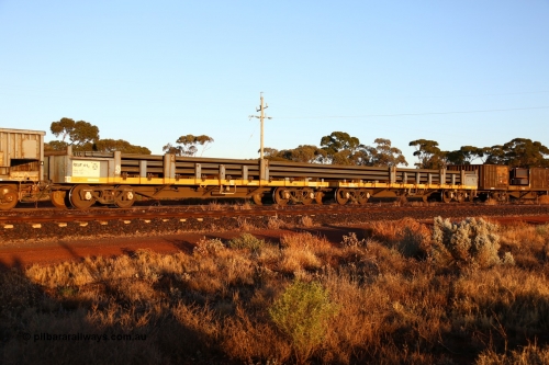 160522 2026
Parkeston, 5MP2 steel train, RKAF type 2-pack rail transport waggon RKAF 4 with a length of 29.8 metres loaded with new rail, these 'pairs' are rebuilt from a pair of RKJX type waggons. The RKJX were rebuilds from V/Line VOBX type waggons.
Keywords: RKAF-type;RKAF4;Victorian-Railways-Newport-WS;ELX-type;VOBX-type;VOEX-type;VKEX-type;RKEX-type;RKJX-type;