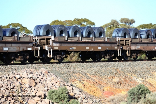 160522 2070
Binduli, 5MP2 steel train, RCSF 54 loaded with coils, former VR-V/Line CSX - VCSX coil steel waggon built by Victorian Railways Ballarat Nth Workshops 1972-73.
Keywords: RCSF-type;RCSF54;Victorian-Railways-Ballarat-Nth-WS;CSX-type;VCSX-type;