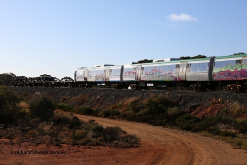 160522 2076
Binduli, 5MP2 steel train, Trans-Perth electric B set 116 on the rear of the train.
Keywords: BEA-class;BEA4116;BET-class;BET6116;BEB-class;BEB5116;Downer-Rail-Maryborough;
