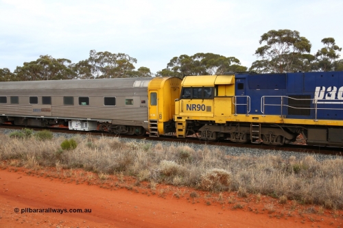 160524 3627
Binduli, 2PS7 priority service train trailing locomotive NR 90 cab and crew accommodation coach RZAY 283 with a very clean underfloor generator.
Keywords: NR-class;NR90;Goninan;GE;Cv40-9i;7250-05/97-293;