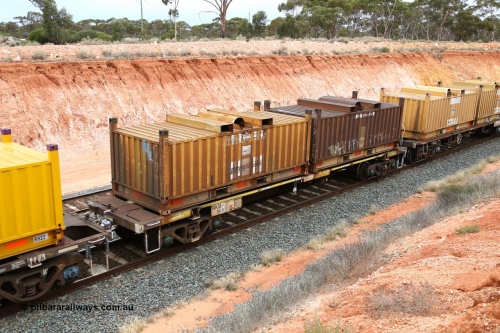 160524 4043
Binduli, Melbourne bound steel train service 3PM4, RKMY 51, originally an ELX waggon, heavily modified to cart butter boxes, possibly ex Victorian Railways ELX / VOBX waggon 1961-63 vintage.
Keywords: RKMY-type;RKMY51;ELX-type;VOBX-type;