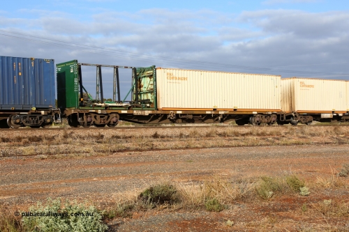 160525 4519
Parkeston, 3PM7 priority service train, RQSY 34330 container waggon, one of a hundred built by Goninan NSW in 1974-75 as OCY type, recoded to NQOY, then NQSY, former Pilkington Glass 20' container now MDA 39.
Keywords: RQSY-type;RQSY34330;Goninan-NSW;OCY-type;NQSY-type;