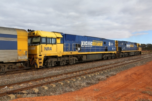 160529 8761
Parkeston, 6MP4 intermodal train, on the mainline behind Goninan NSW built GE model Cv40-9i NR class unit NR 4 serial 7250-11 / 96-206.
Keywords: NR-class;NR4;Goninan-NSW;GE;Cv40-9i;7250-11/96-206;