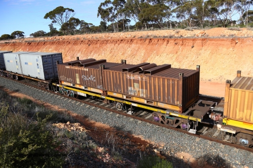 160531 9849
Binduli, 3PM4 steel train, NQTY 85118 loaded with two coil steel butter boxes RH 389 and RH 421. NQTY 85118 was originally built by EPT NSW as a BDY / NODY open waggon in a batch of six hundred such waggons. Converted to coil steel traffic and coded NCTY type with new 85118 number.
Keywords: NQTY-type;NQTY85118;EPT-NSW;BDY-type;NODY-type;NCTY-type;