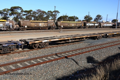 160531 9954
West Kalgoorlie, 3PM4 steel train, empty container waggon RQTY 538 originally built by Victorian Railways Newport Workshops between 1969-72 as part of a batch of two hundred FQX type container waggons, recoded to FQF type in Nov 1977, to VQCY in Sept 1979, Oct 1994 to National Rail as RQCX. 
Keywords: RQTY-type;RQTY538;Victorian-Railways-Newport-WS;FQX-type;FQF-type;VQCY-type;RQCY-type;