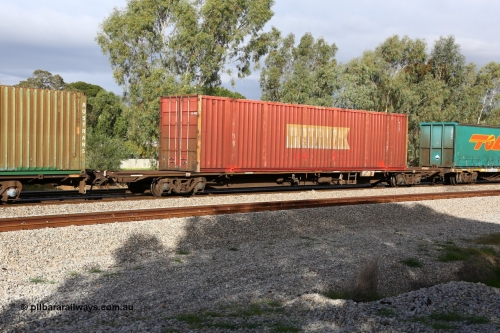 160609 0404
Woodbridge, 5PM5 intermodal train, RQWW 22009 jumbo container waggon, one of thirty two built by Comeng NSW in 1973-75 as JCW type, recoded to NQJW then NQTW, NQWW and then RQWW under National Rail. Patrick 53' automobile box A 142.
Keywords: RQWW-type;RQWW22009;Comeng-NSW;JCW-type;NQJW-type;NQWW-type;