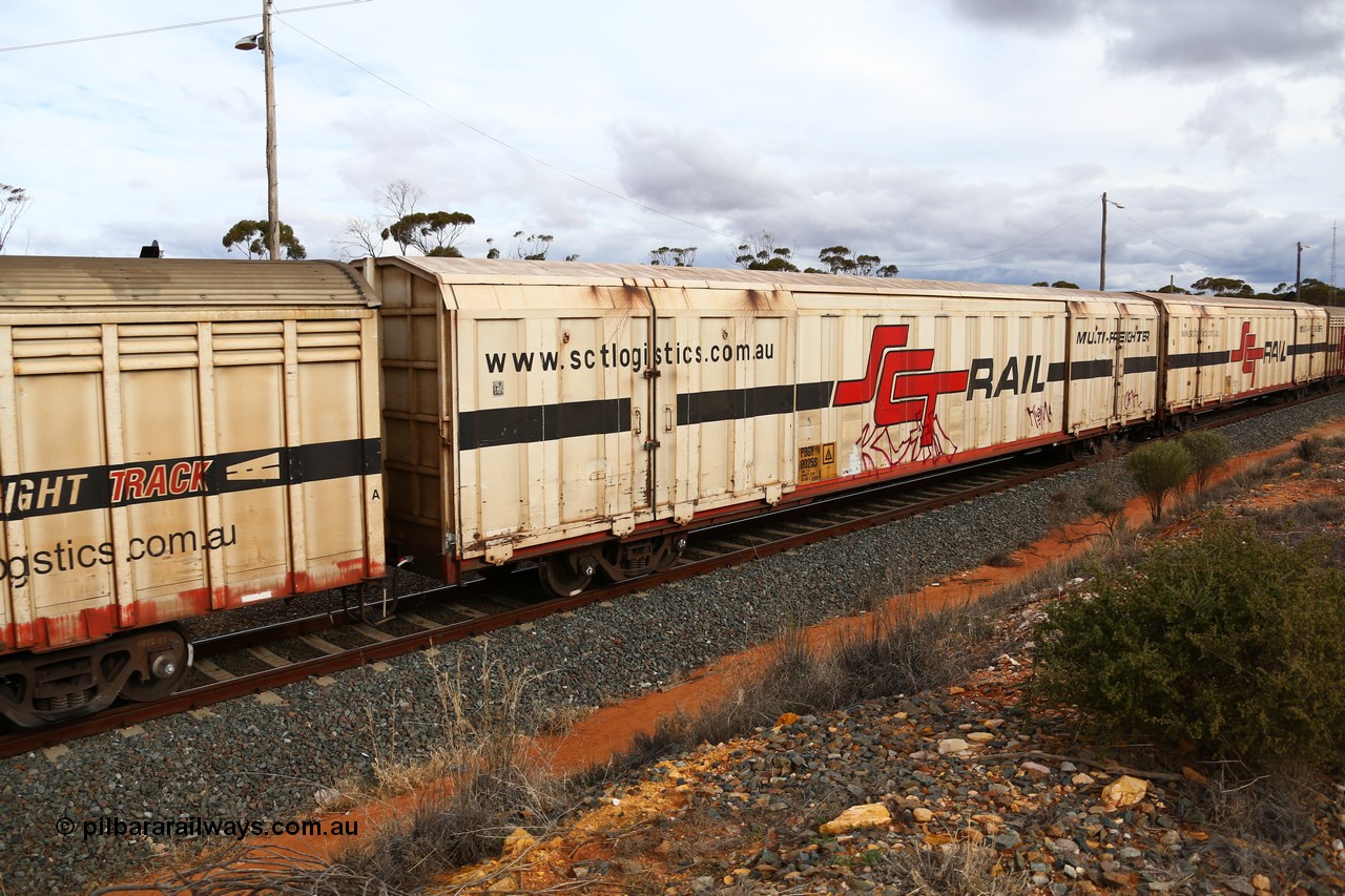 160526 5351
West Kalgoorlie, SCT train 3MP9 operating from Melbourne to Perth, PBGY type covered van PBGY 0025 Multi-Freighter, one of eighty two waggons built by Queensland Rail Redbank Workshops in 2005.
Keywords: PBGY-type;PBGY0025;Qld-Rail-Redbank-WS;