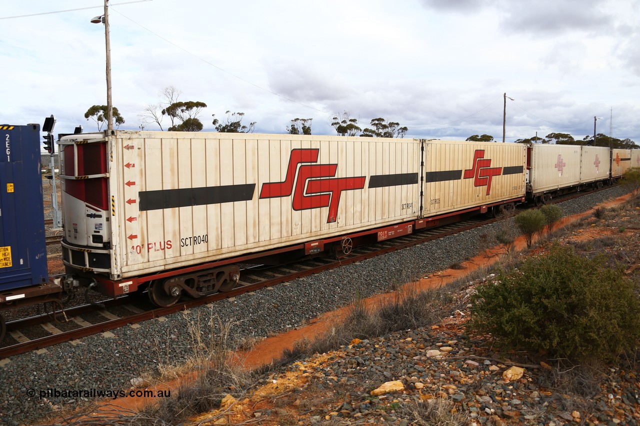 160526 5362
West Kalgoorlie, SCT train 3MP9 operating from Melbourne to Perth, Gemco WA built forty of these PQIY type 80' container flat waggons in 2009, PQIY 0009 loaded with two SCT 40' reefers SCTR 040 and SCT 035.
Keywords: PQIY-type;PQIY0009;Gemco-WA;