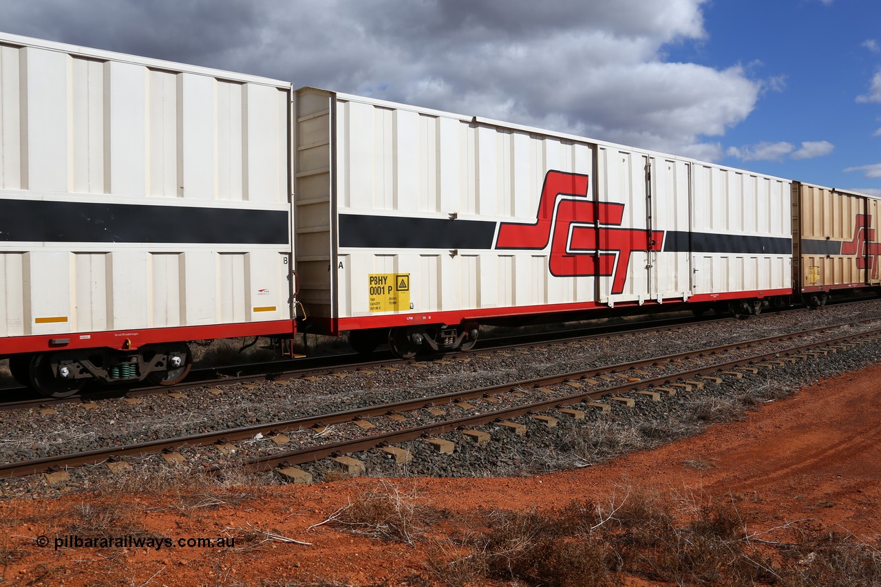 160529 8880
Parkeston, SCT train 6MP9 operating from Melbourne to Perth, PBHY type covered van PBHY 0001 Greater Freighter, type leader of thirty five units built by Gemco WA in 2005.
Keywords: PBHY-type;PBHY0001;Gemco-WA;