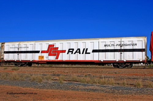 100603 8982
Parkeston, SCT train 3MP9, PBGY type covered van PBGY 0140 Multi-Freighter, one of eighty units built by Gemco WA in 2008, with Independent Brake signage.
Keywords: PBGY-type;PBGY0140;Gemco-WA;