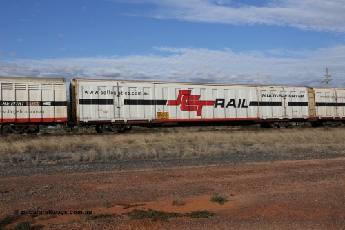 130710 1029
Parkeston, SCT train 3PG1, PBGY type covered van PBGY 0025 Multi-Freighter, one of eighty two waggons built by Queensland Rail Redbank Workshops in 2005.
Keywords: PBGY-type;PBGY0025;Qld-Rail-Redbank-WS;