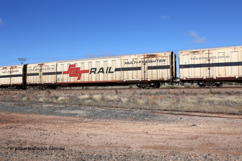 160522 2230
Parkeston, SCT train 6MP9 operating from Melbourne to Perth, PBGY type covered van PBGY 0029 Multi-Freighter, one of eighty two waggons built by Queensland Rail Redbank Workshops in 2005.
Keywords: PBGY-type;PBGY0029;Qld-Rail-Redbank-WS;